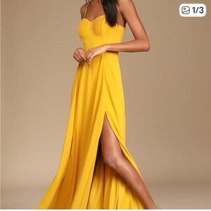 Elegant Yellow Strapless Dress